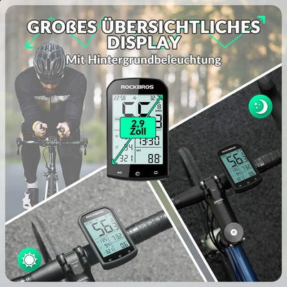 ROCKBROS Fahrradcomputer Kabellos GPS wasserdicht Tachometer und Kilometerzähler - Fahrradcomputer ROCKBROS - EU - NooMii