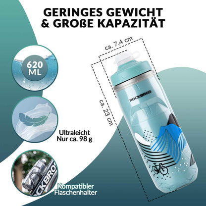 ROCKBROS Fahrradflasche 620 ml Sportflasche mit 5 Stunden Kühlhaltefunktion - Fahrradflasche ROCKBROS - EU - NooMii