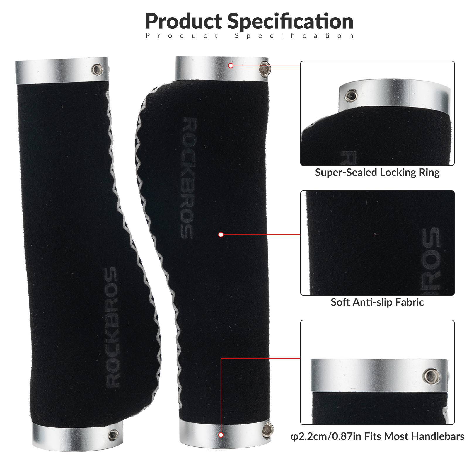 ROCKBROS Fahrradgriffe Ledergriffe für Lenker mit 22,2 mm Durchmesser - Fahrradgriffe ROCKBROS - EU - NooMii