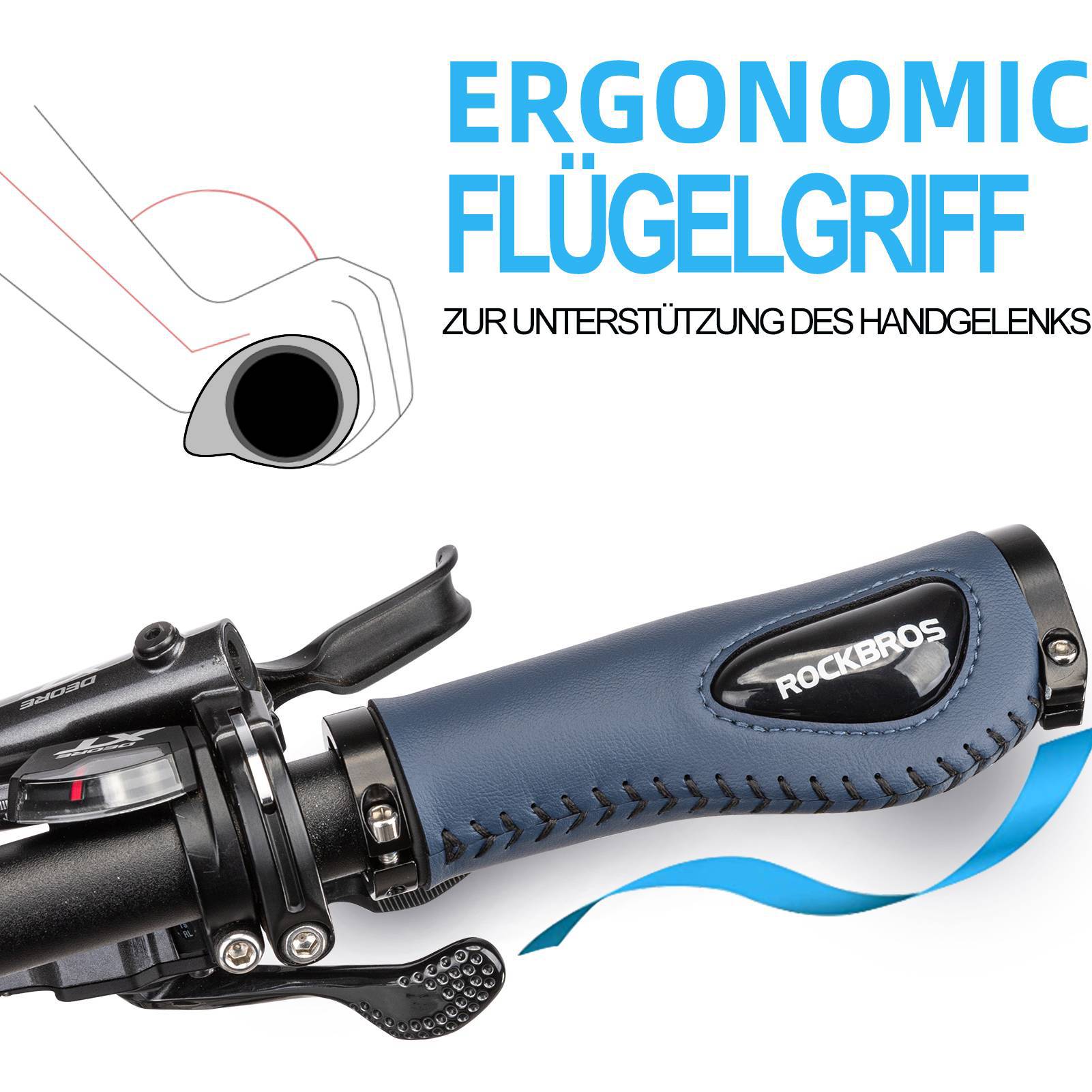 ROCKBROS Fahrradgriffe Ledergriffe für Lenker mit 22,2 mm Durchmesser - Fahrradgriffe ROCKBROS - EU - NooMii