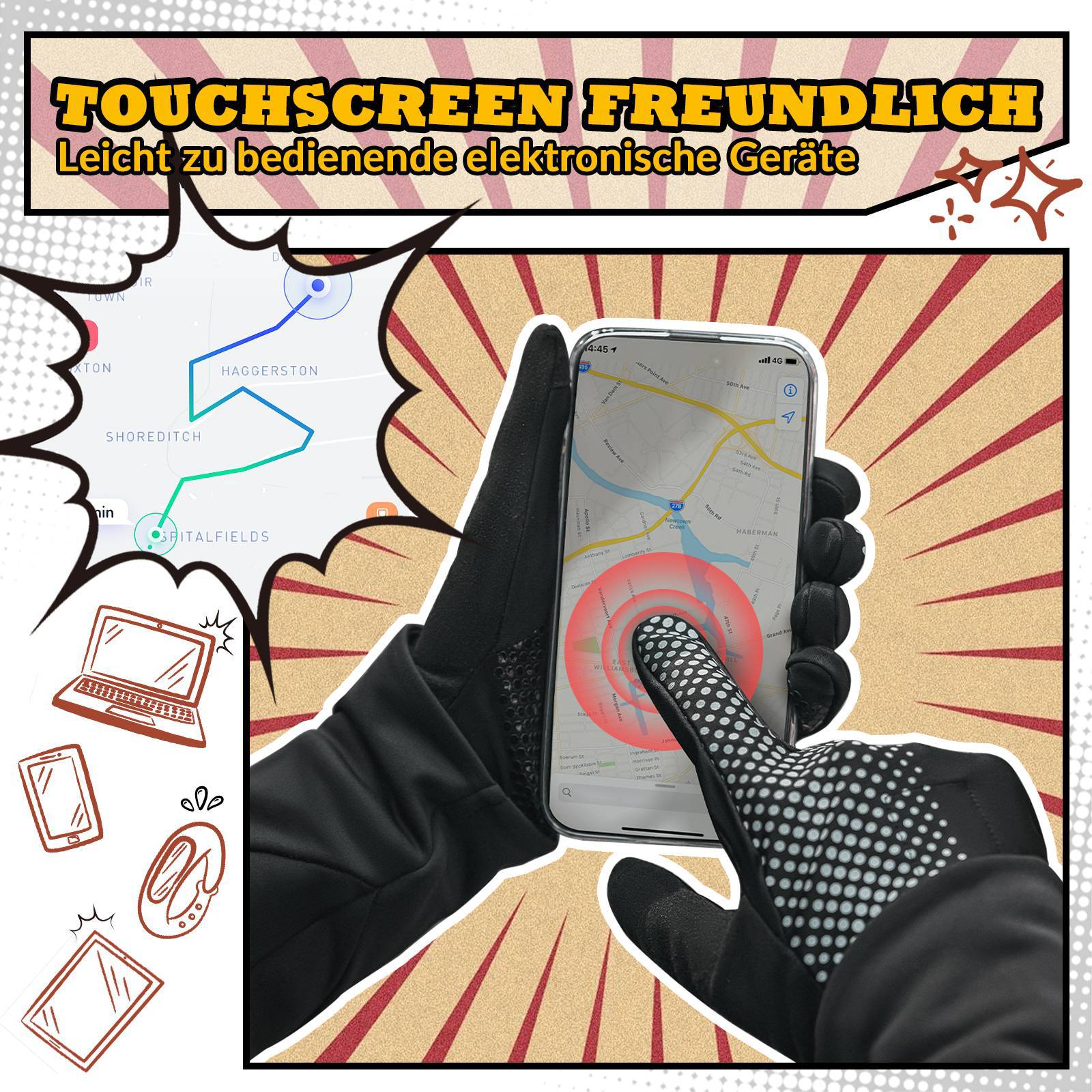 ROCKBROS Fahrradhandschuhe Touchscreen Radsport - Handschuhe Winddicht - Fahrradhandschuhe ROCKBROS - EU - NooMii