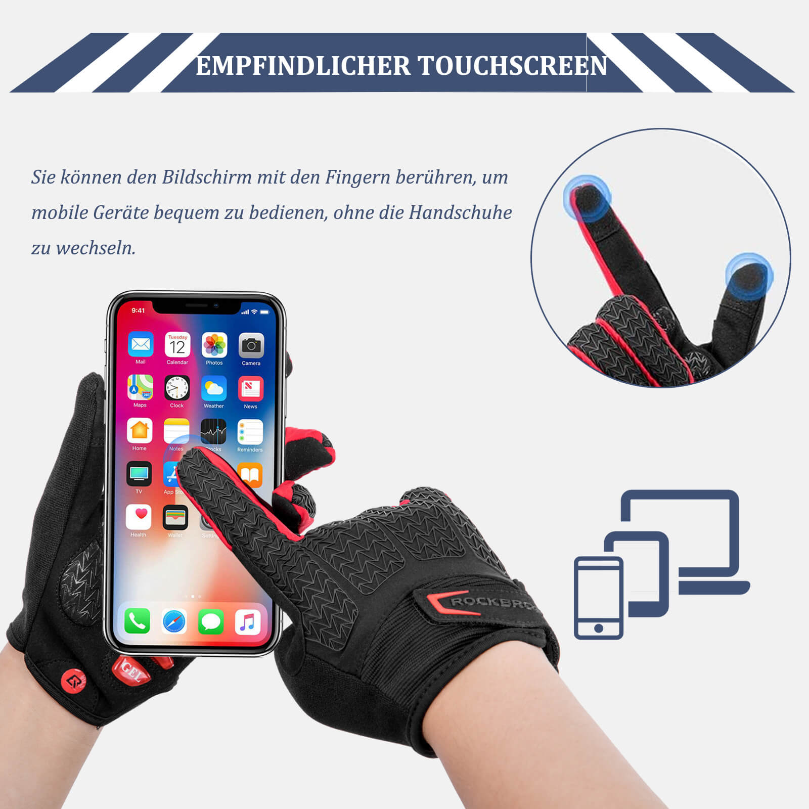 ROCKBROS Fahrradhandschuhe Winddicht Fahrrad Handschuhe Touchscreen - Fahrradhandschuhe ROCKBROS - EU - NooMii