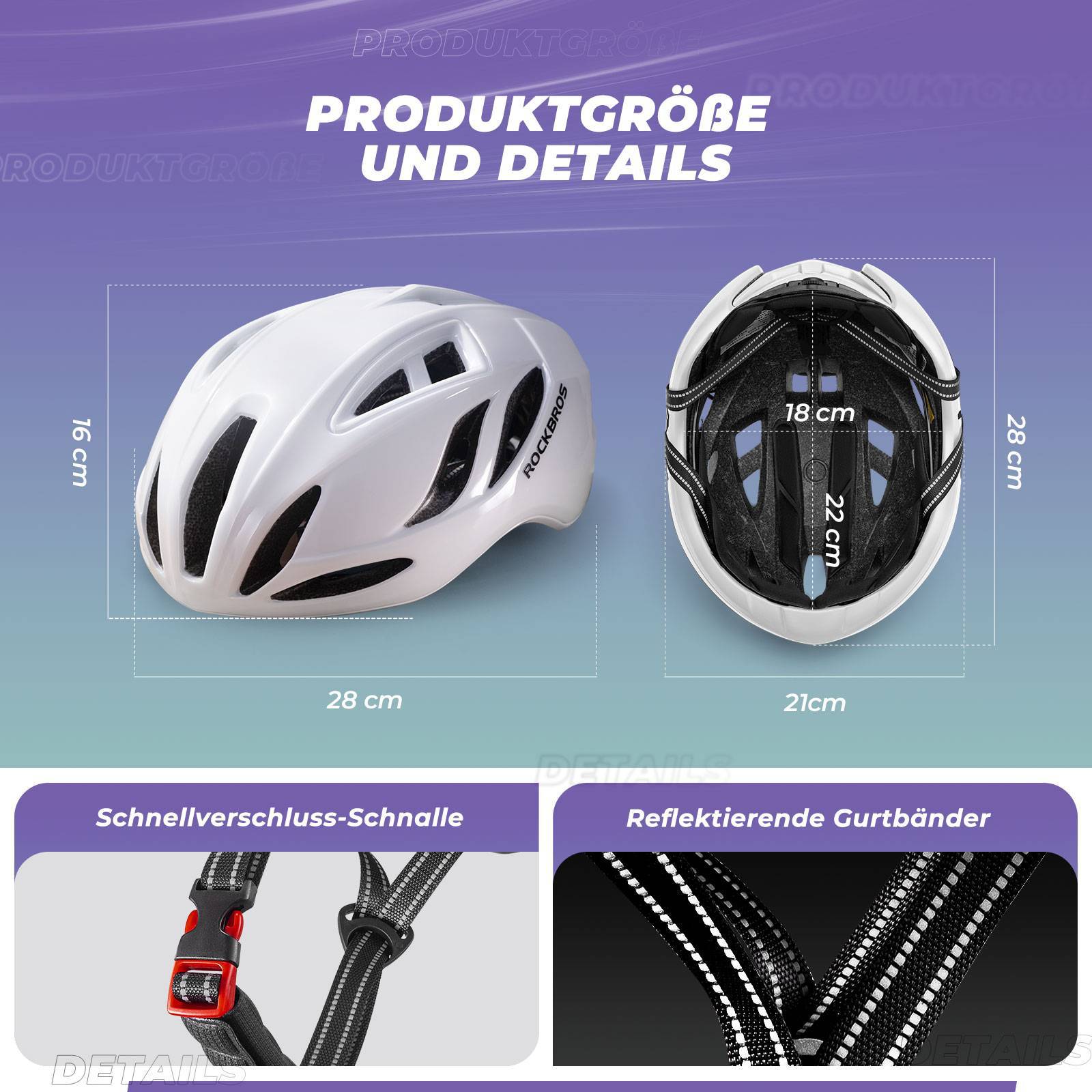 ROCKBROS Fahrradhelm 58 - 62cm Einstellbare Cityhelm Belüftung Unisex - Fahrradhelme ROCKBROS - EU - NooMii