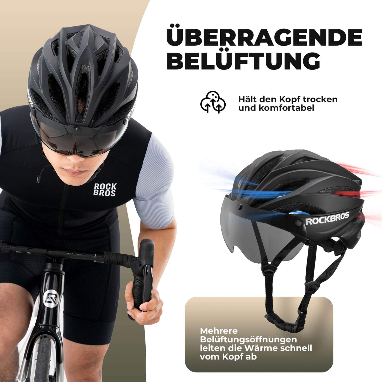 ROCKBROS Fahrradhelm Magnetischer Abnehmbarer MTB Helm mit Visier - Fahrradhelme ROCKBROS - EU - NooMii