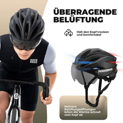 ROCKBROS Fahrradhelm Magnetischer Abnehmbarer MTB Helm mit Visier - Fahrradhelme ROCKBROS - EU - NooMii