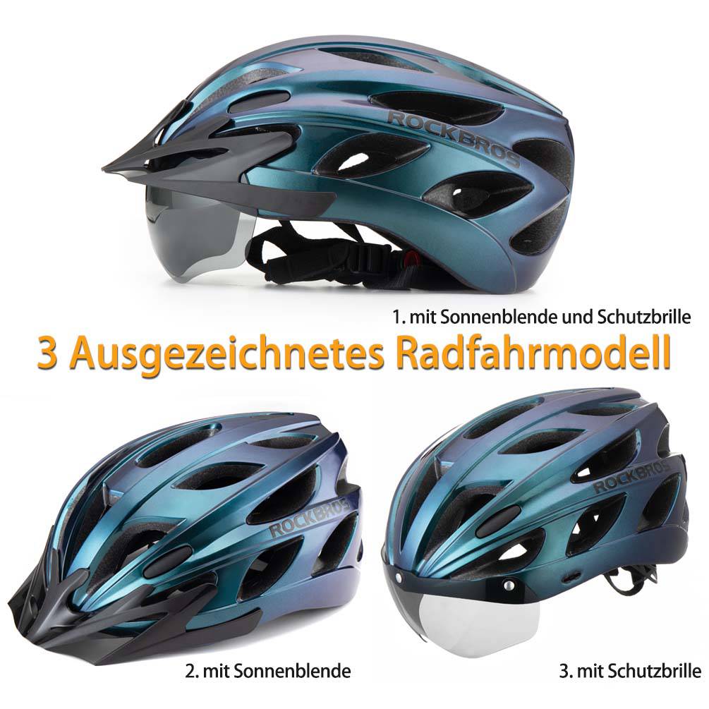 ROCKBROS Fahrradhelm mit integrierter abnehmbarer Magnetbrillen & Visier - Fahrradhelme ROCKBROS - EU - NooMii