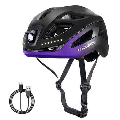 ROCKBROS Fahrradhelm mit Licht, mit USB 1800 mAh Atmungsaktiv 58 - 60 cm - Fahrradhelme ROCKBROS - EU - NooMii