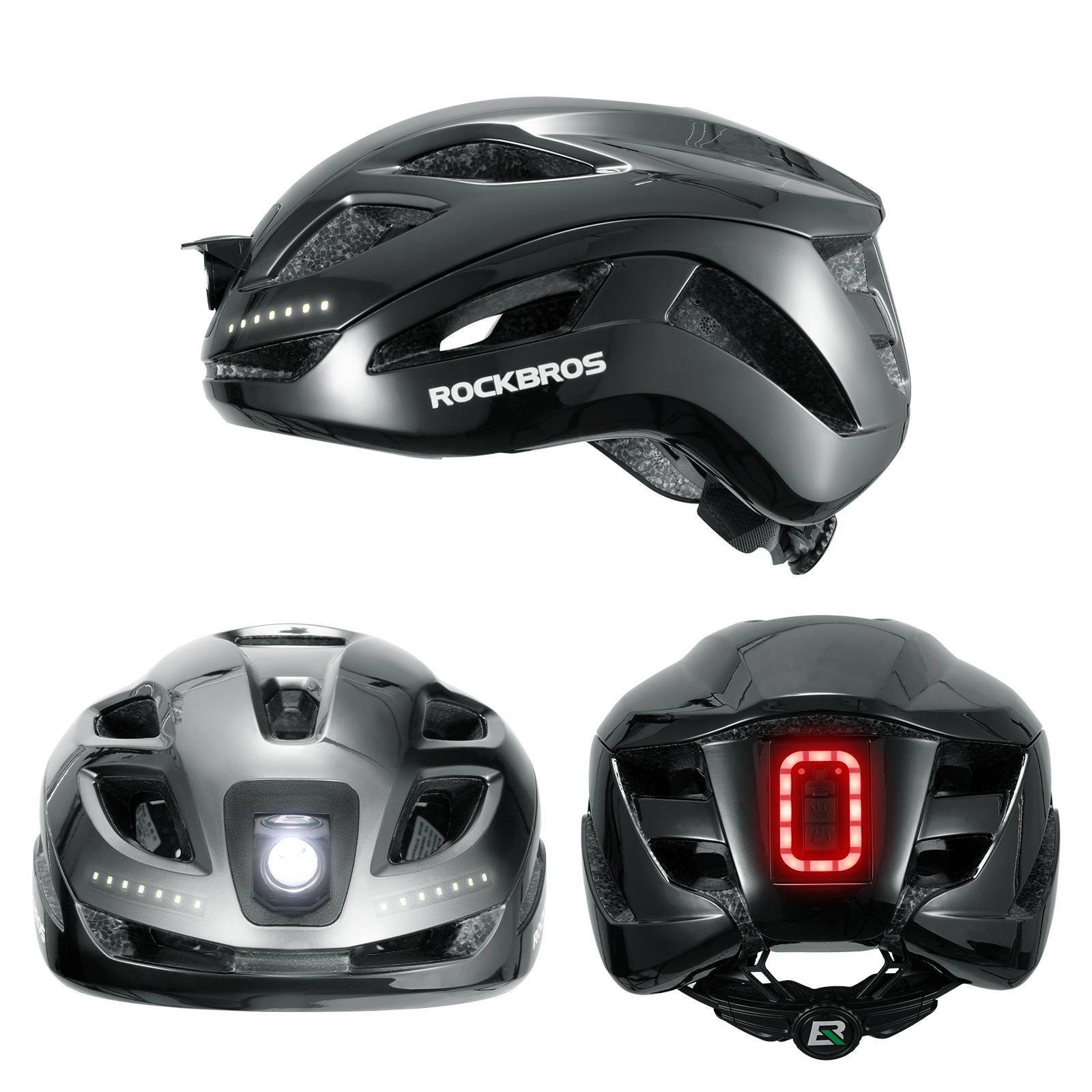 ROCKBROS Fahrradhelm mit Licht, mit USB 1800 mAh Atmungsaktiv 58 - 60 cm - Fahrradhelme ROCKBROS - EU - NooMii