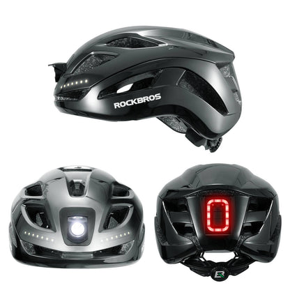 ROCKBROS Fahrradhelm mit Licht, mit USB 1800 mAh Atmungsaktiv 58 - 60 cm - Fahrradhelme ROCKBROS - EU - NooMii