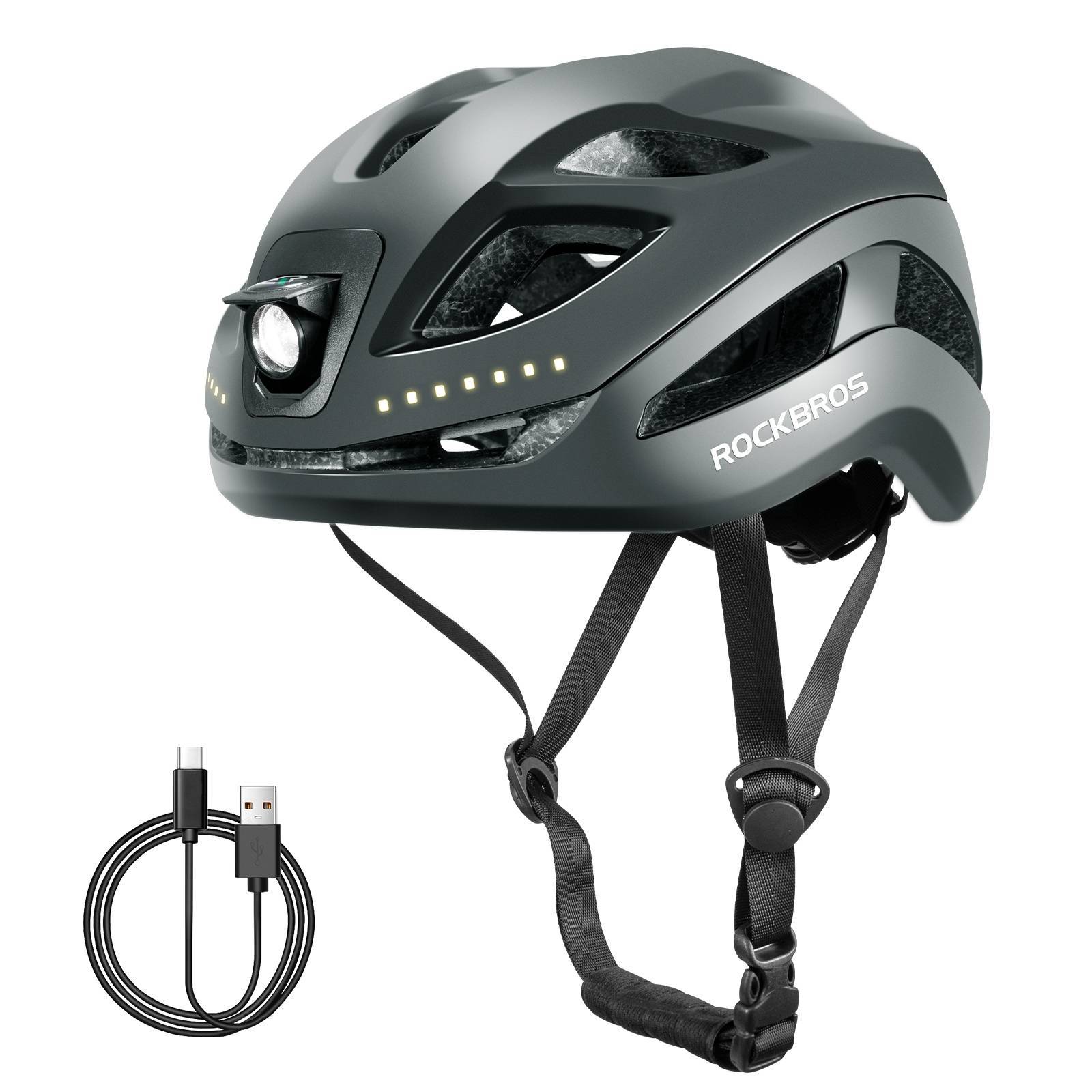ROCKBROS Fahrradhelm mit Licht, mit USB 1800 mAh Atmungsaktiv 58 - 60 cm - Fahrradhelme ROCKBROS - EU - NooMii