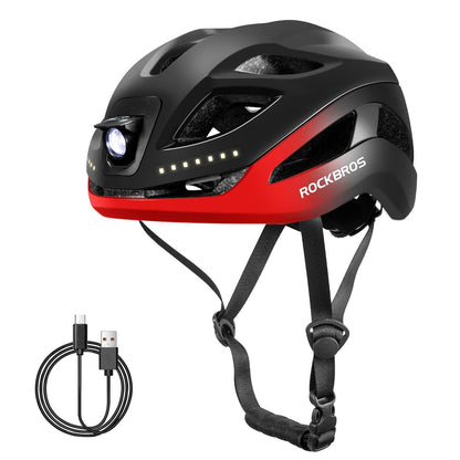 ROCKBROS Fahrradhelm mit Licht, mit USB 1800 mAh Atmungsaktiv 58 - 60 cm - Fahrradhelme ROCKBROS - EU - NooMii