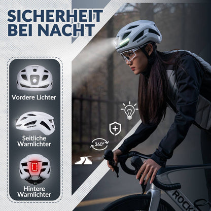 ROCKBROS Fahrradhelm mit Licht, mit USB 1800 mAh Atmungsaktiv 58 - 60 cm - Fahrradhelme ROCKBROS - EU - NooMii