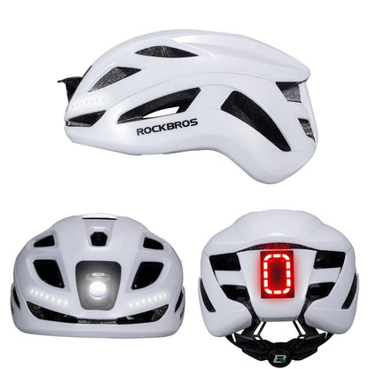 ROCKBROS Fahrradhelm mit Licht, mit USB 1800 mAh Atmungsaktiv 58 - 60 cm - Fahrradhelme ROCKBROS - EU - NooMii