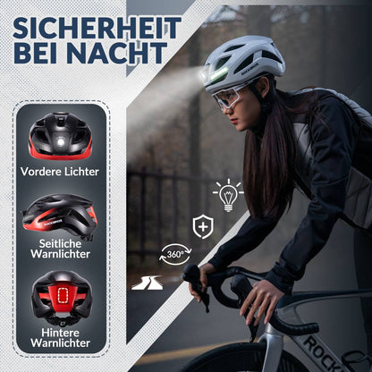 ROCKBROS Fahrradhelm mit Licht, mit USB 1800 mAh Atmungsaktiv 58 - 60 cm - Fahrradhelme ROCKBROS - EU - NooMii