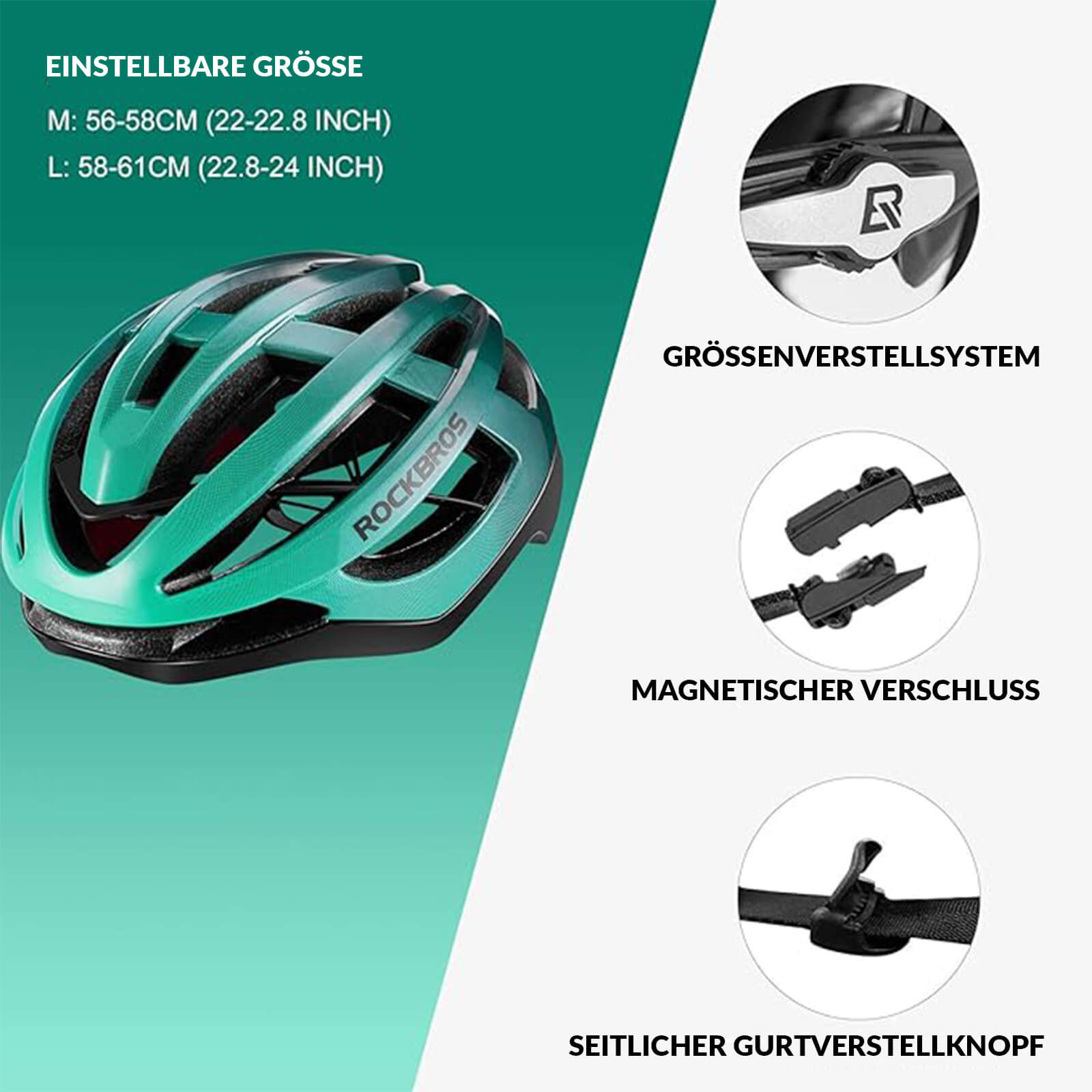 ROCKBROS Fahrradhelm MTB Rennradhelm Atmungsaktiv PC+EPS Magnetschnall - Fahrradhelme ROCKBROS - EU - NooMii