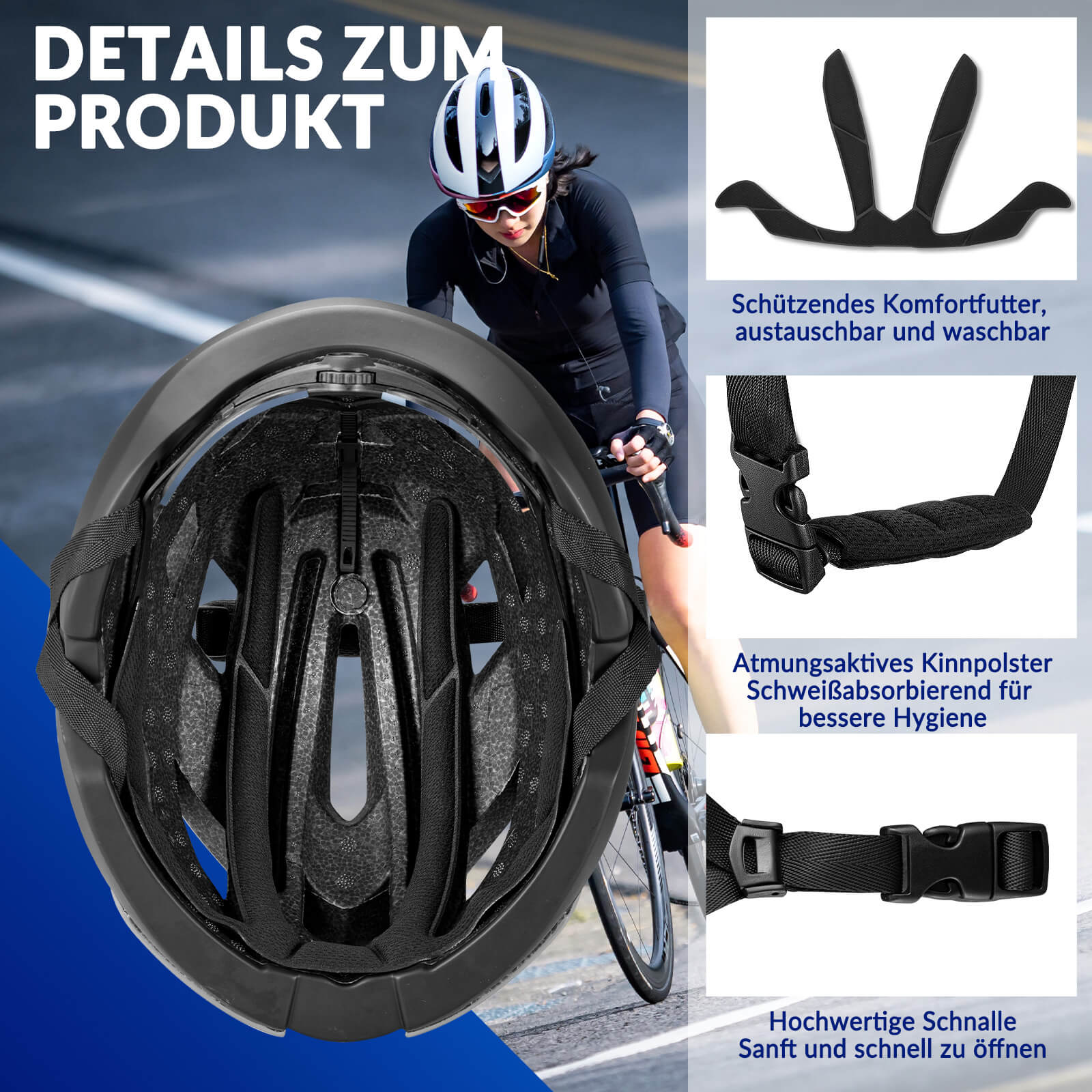 ROCKBROS Fahrradhelm Rennradhelm Verstellbarer Belüftung Damen/Herren - Fahrradhelme ROCKBROS - EU - NooMii