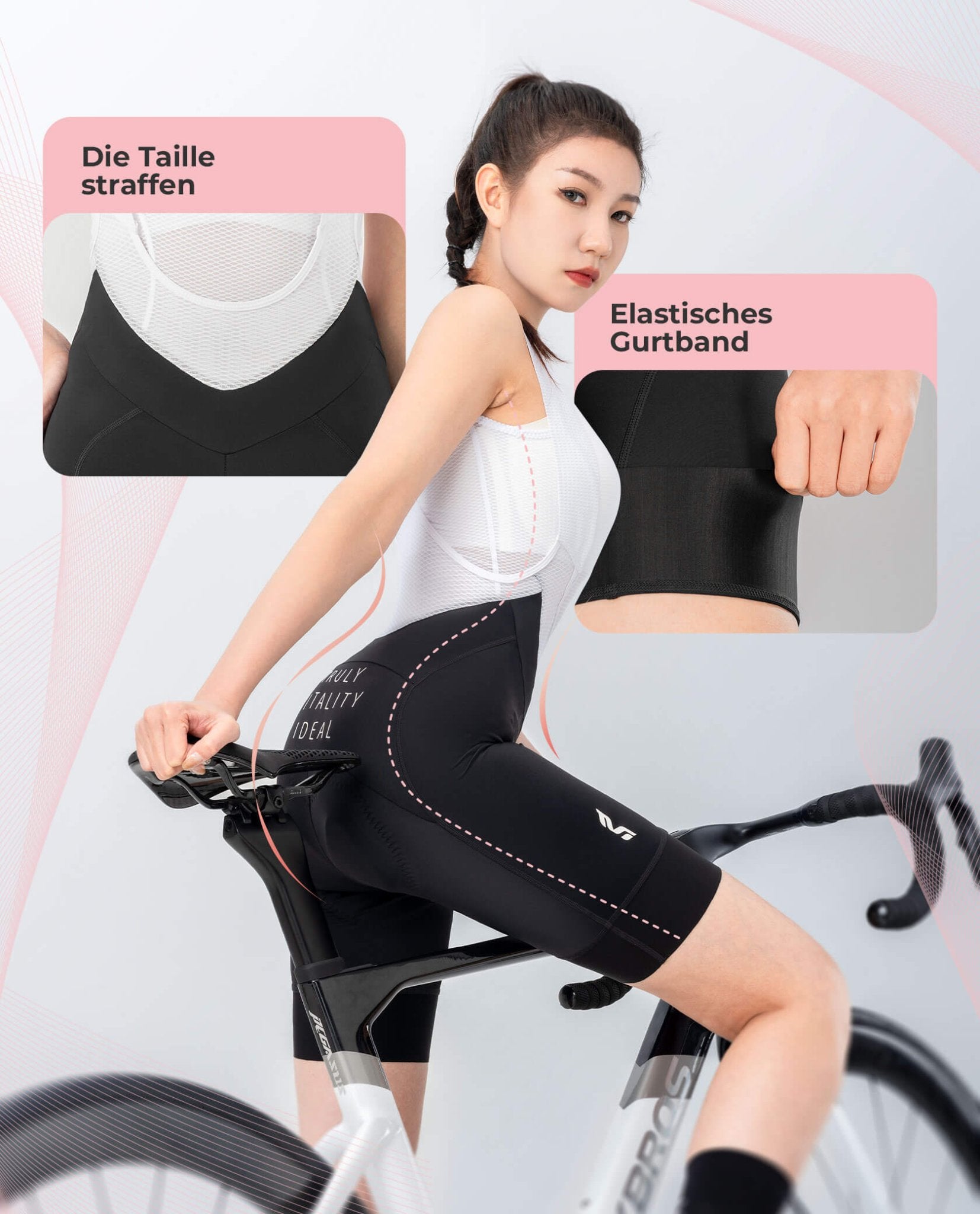 ROCKBROS Fahrradhose für Damen Kurz Trägerhosen Atmungsaktive - Fahrradhose ROCKBROS - EU - NooMii