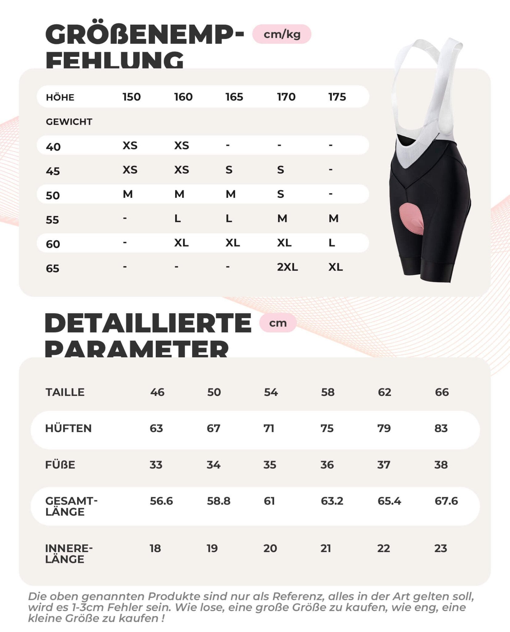 ROCKBROS Fahrradhose für Damen Kurz Trägerhosen Atmungsaktive - Fahrradhose ROCKBROS - EU - NooMii