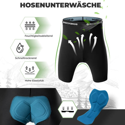 ROCKBROS Fahrradhose Herren Gepolsterte Radhose Atmungsaktiv Abnehmbar - Fahrradhose ROCKBROS - EU - NooMii