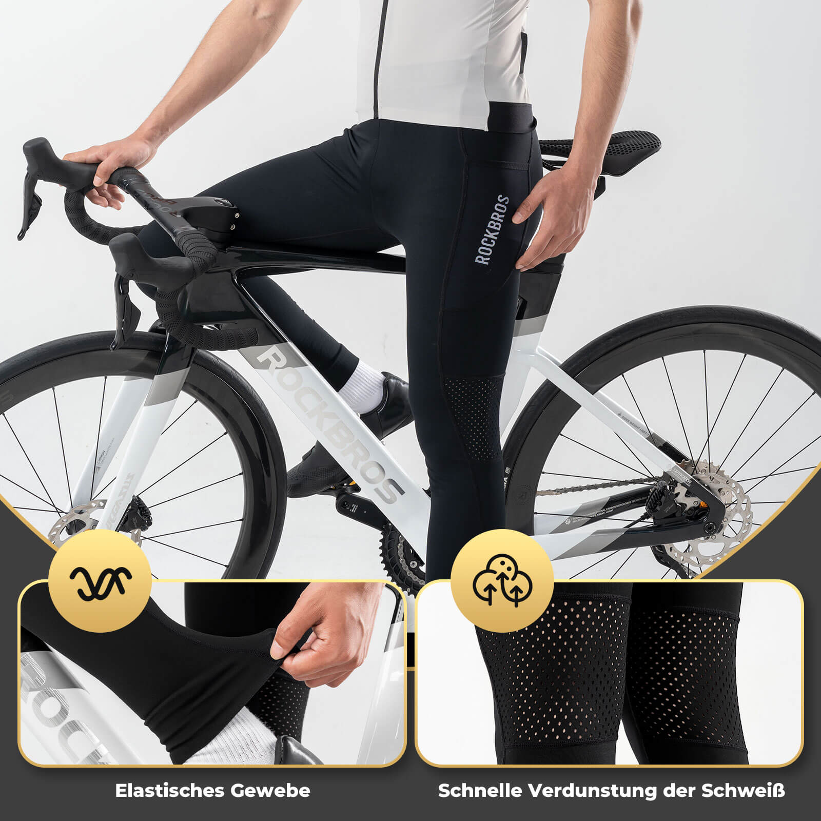 ROCKBROS Fahrradhose Radlerhose 4D Gepolstert Atmungsaktiv für 4 Jahreszeiten - Fahrradhose ROCKBROS - EU - NooMii