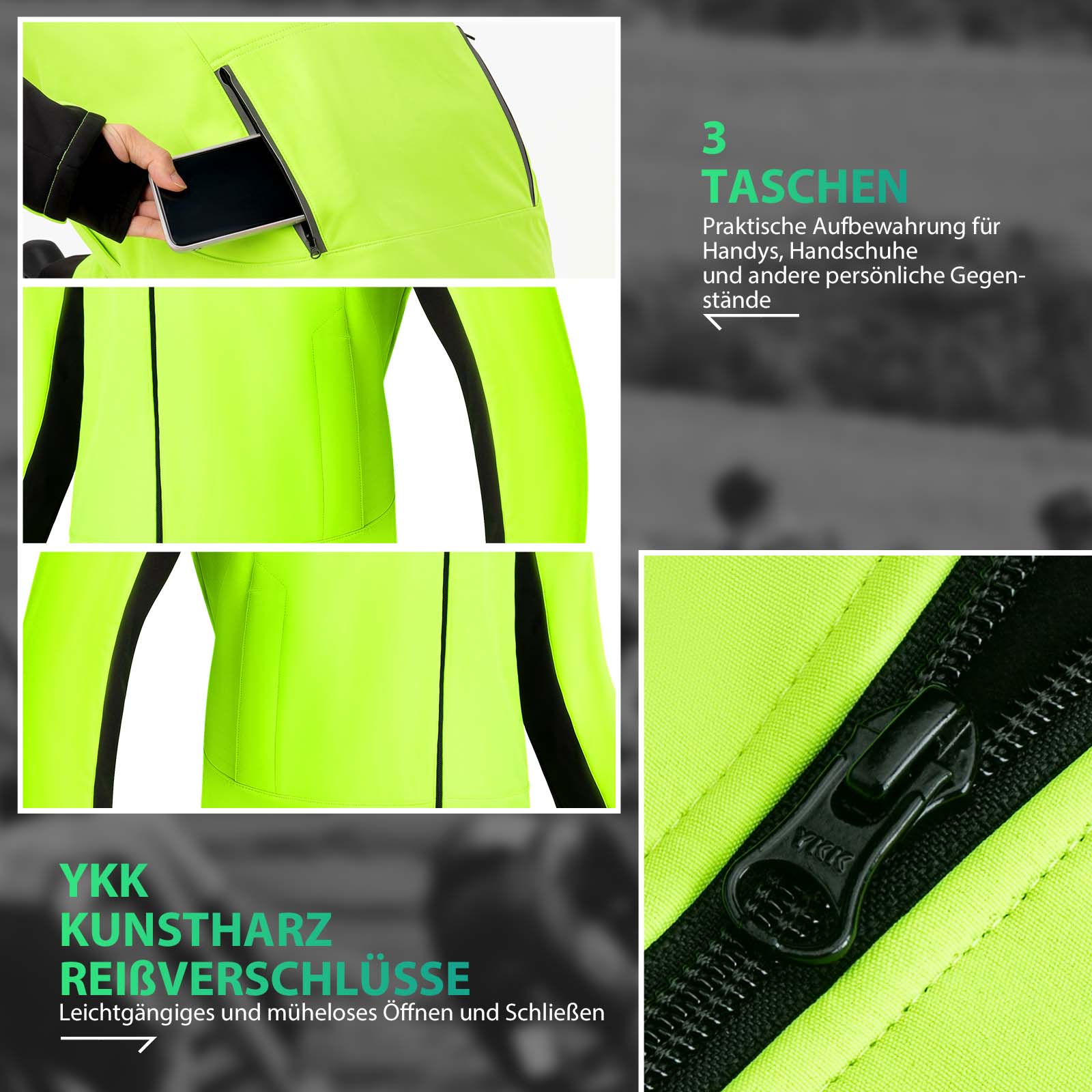 ROCKBROS Fahrradjacke Winter Herren Radjacke Leuchtendes Grün - Fahrradjacke ROCKBROS - EU - NooMii