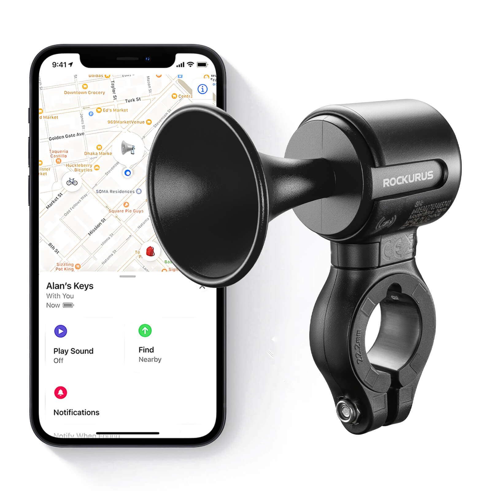 ROCKBROS Fahrradklingel Elektrisch 120dB Ton IPX5 Wasserschutz Smartphone Tracking - Fahrradklingel ROCKBROS - EU - NooMii