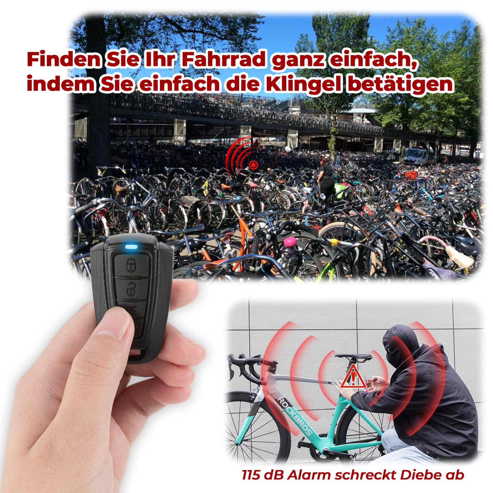 ROCKBROS Fahrradklingel Kabellose Warnsirene Elektrisch Farhrad Glocke IPX5 - Fahrradklingel ROCKBROS - EU - NooMii