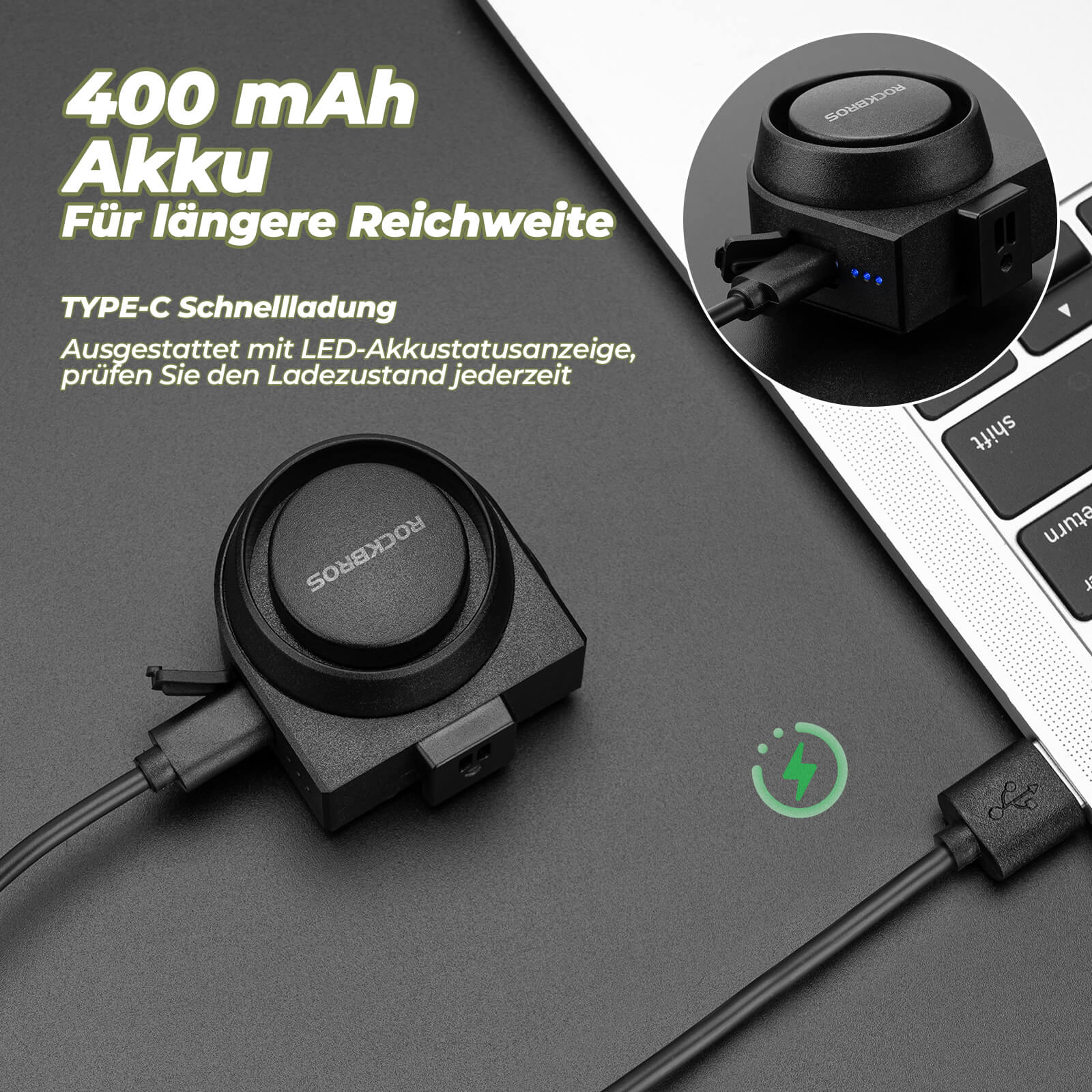 ROCKBROS Fahrradklingel Kabellose Warnsirene Elektrisch Farhrad Glocke IPX5 - Fahrradklingel ROCKBROS - EU - NooMii