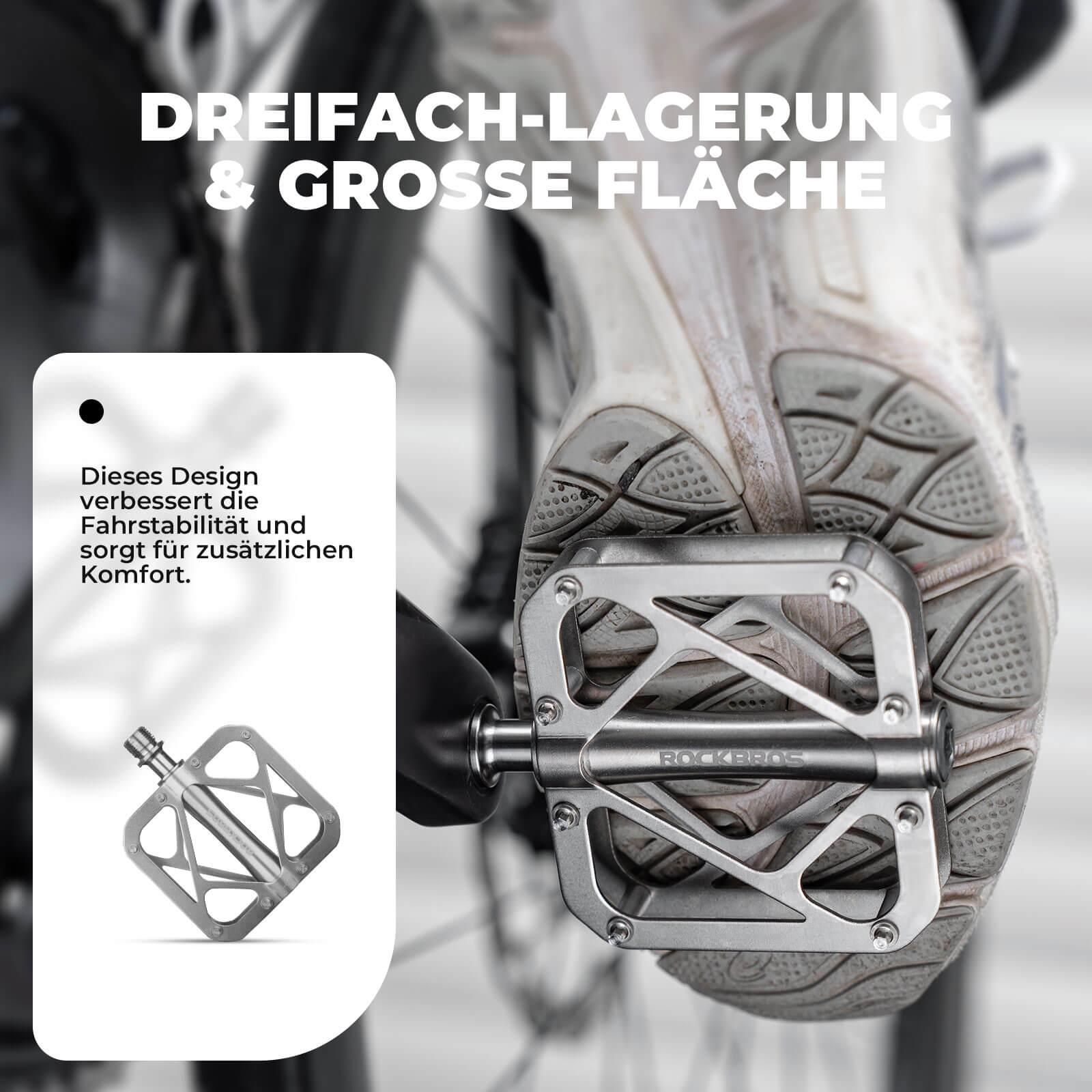 ROCKBROS Fahrradpedale aus Titanlegierung 3 - Lager MTB - Pedale Plattform 9/16 Zoll - Fahrradpedale ROCKBROS - EU - NooMii