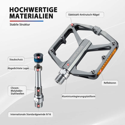 ROCKBROS Fahrradpedale mit Reflektoren aus Aluminiumlegierung 9/16 Zoll - Fahrradpedale ROCKBROS - EU - NooMii