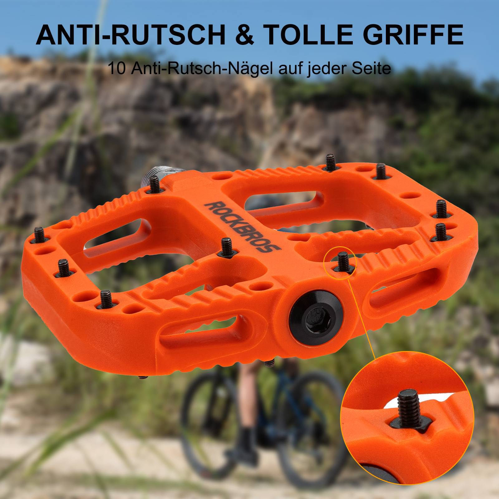 ROCKBROS Fahrradpedale Nylon Flat Pedale 9/16 Zoll mit 3 Bearing - Fahrradpedale ROCKBROS - EU - NooMii