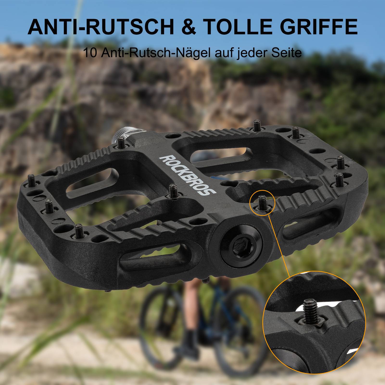 ROCKBROS Fahrradpedale Nylon Flat Pedale 9/16 Zoll mit 3 Bearing - Fahrradpedale ROCKBROS - EU - NooMii