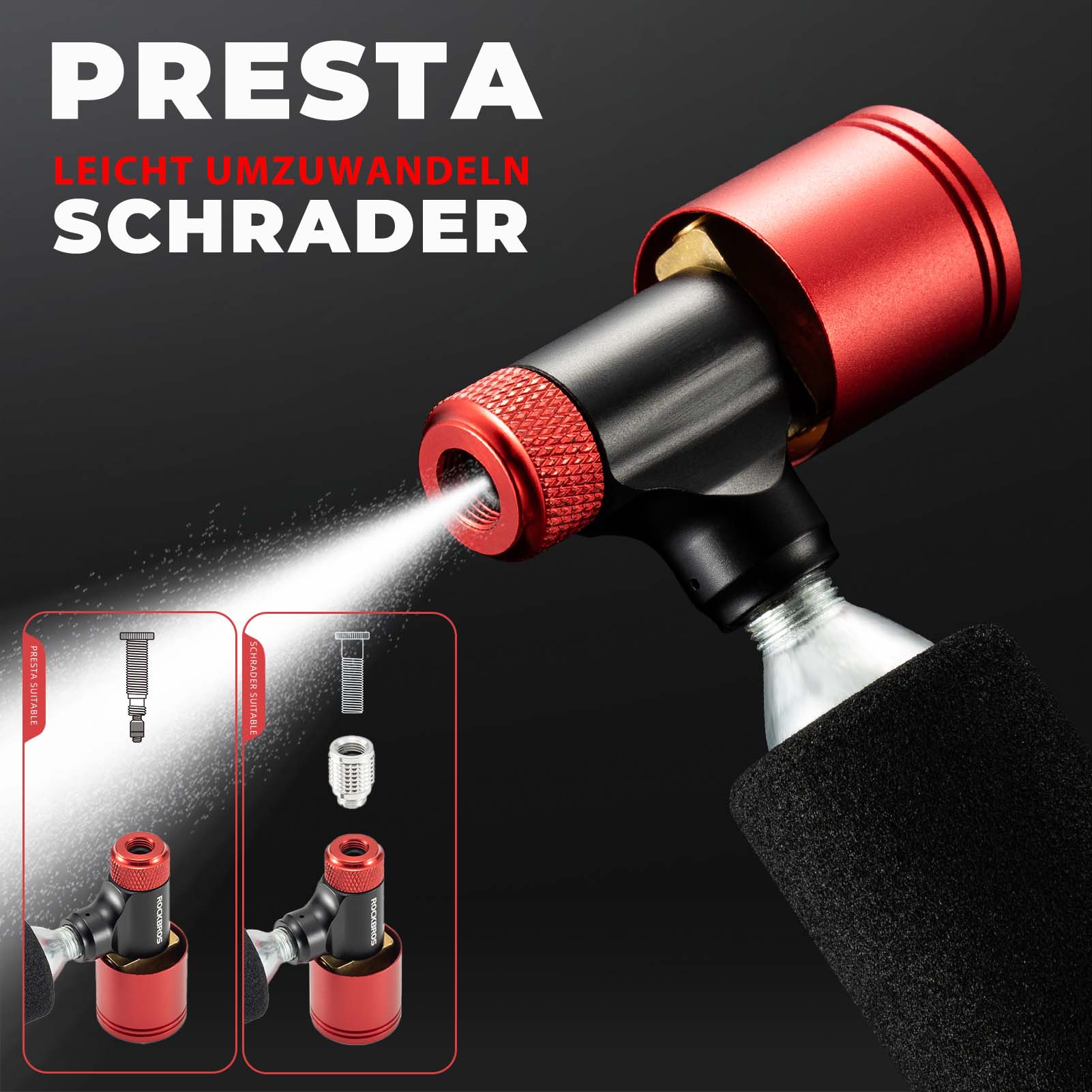 ROCKBROS Fahrradpumpe CO2 Kartuschenpumpe Minipumpe mit Druckdosierventil - Fahrrad Luftpumpen ROCKBROS - EU - NooMii