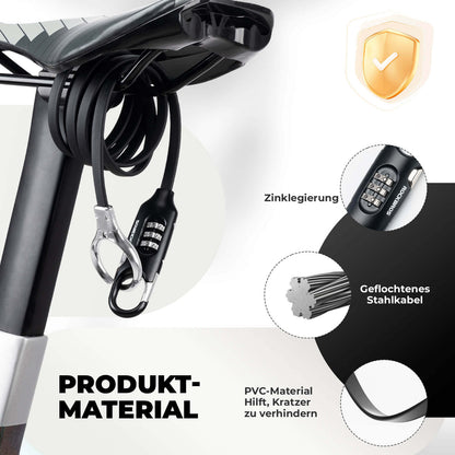 ROCKBROS Fahrradschloss Kabelschloss 150cm mit Zahlencode Anti - Diebstahl - Fahrradschloss ROCKBROS - EU - NooMii