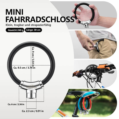 ROCKBROS Fahrradschloss Kabelschloss mit Klettverschlüssen ohne Schlüssel - Fahrradschloss ROCKBROS - EU - NooMii