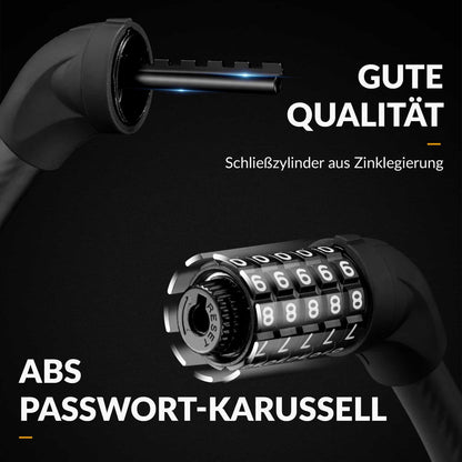 ROCKBROS Fahrradschloss Kabelschloss Zahlenschloss mit 5 - stelliges Zahlencode - Fahrradschloss ROCKBROS - EU - NooMii
