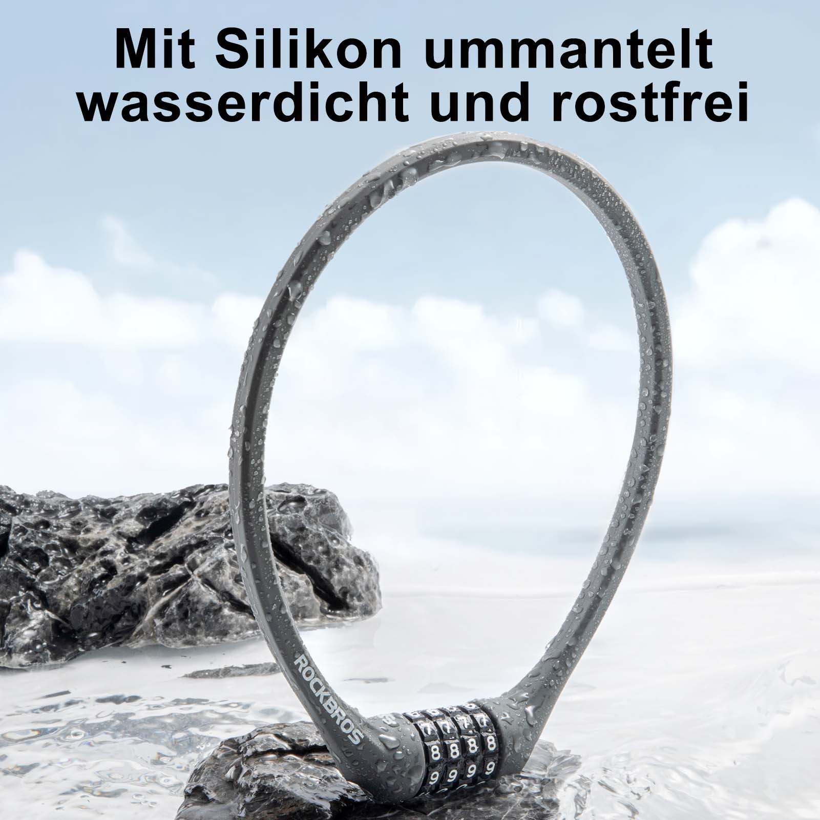 ROCKBROS Fahrradschloss mit 4 - Stellig Zahlencode 65cm lang - Fahrradschloss ROCKBROS - EU - NooMii