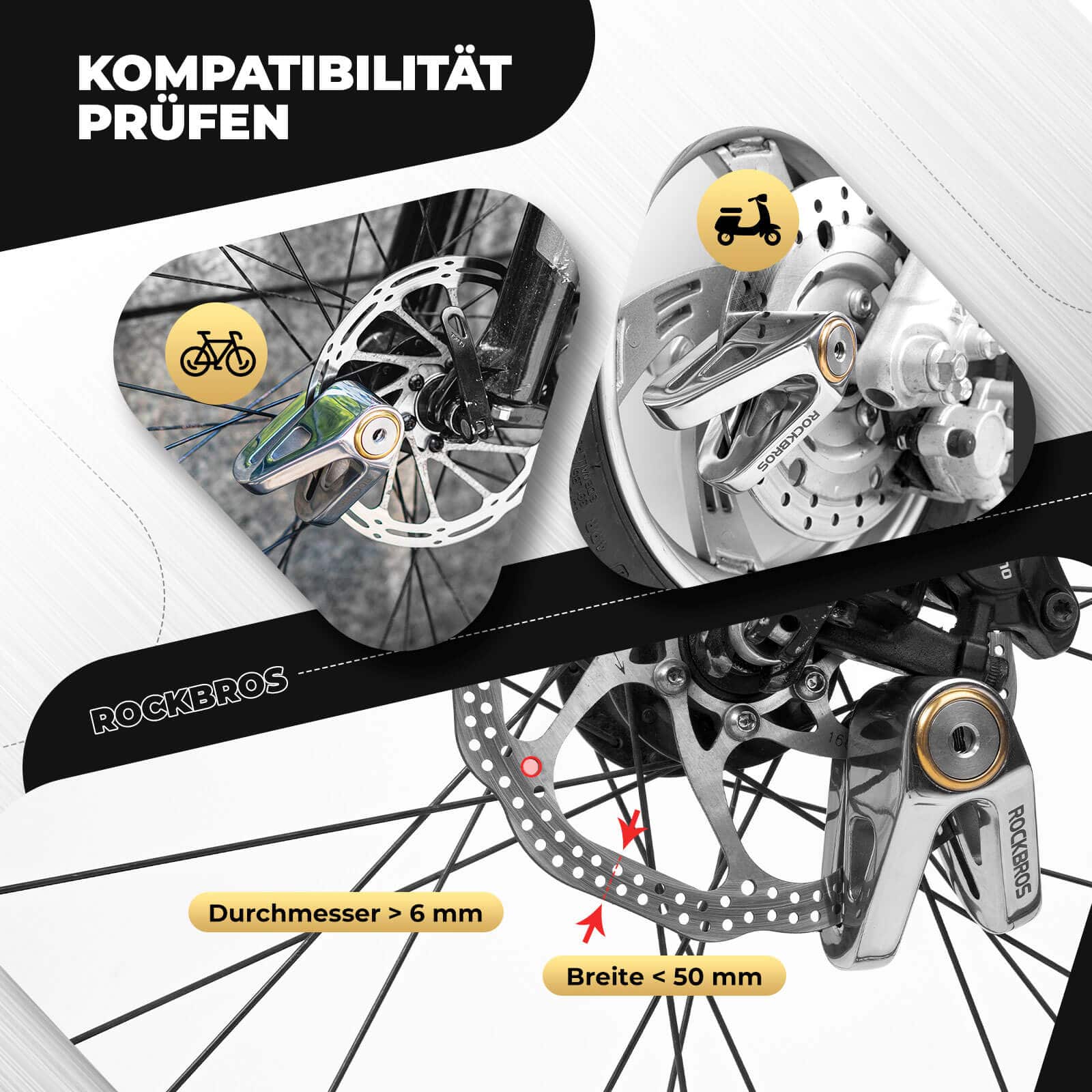 ROCKBROS Fahrradschloss Wasserdicht Sicherheitsschloss für Motorrad/Fahrrad - Fahrradschloss ROCKBROS - EU - NooMii