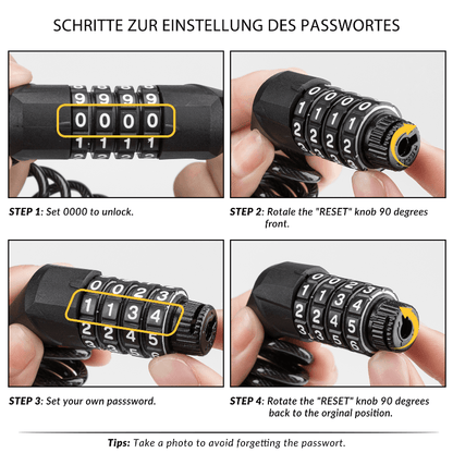 ROCKBROS Fahrradschloss Zahlenschloss Helmschloss mit 4 - stellig Code max. 150 cm - Fahrradschloss ROCKBROS - EU - NooMii