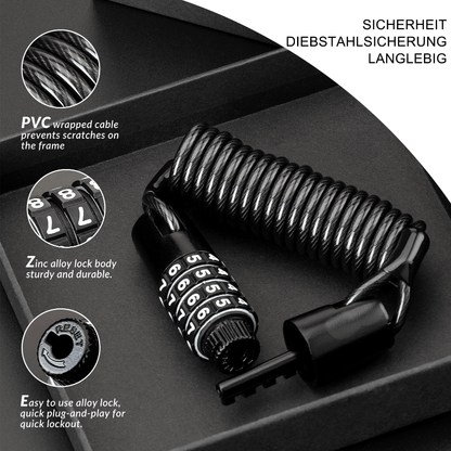 ROCKBROS Fahrradschloss Zahlenschloss Helmschloss mit 4 - stellig Code max. 150 cm - Fahrradschloss ROCKBROS - EU - NooMii