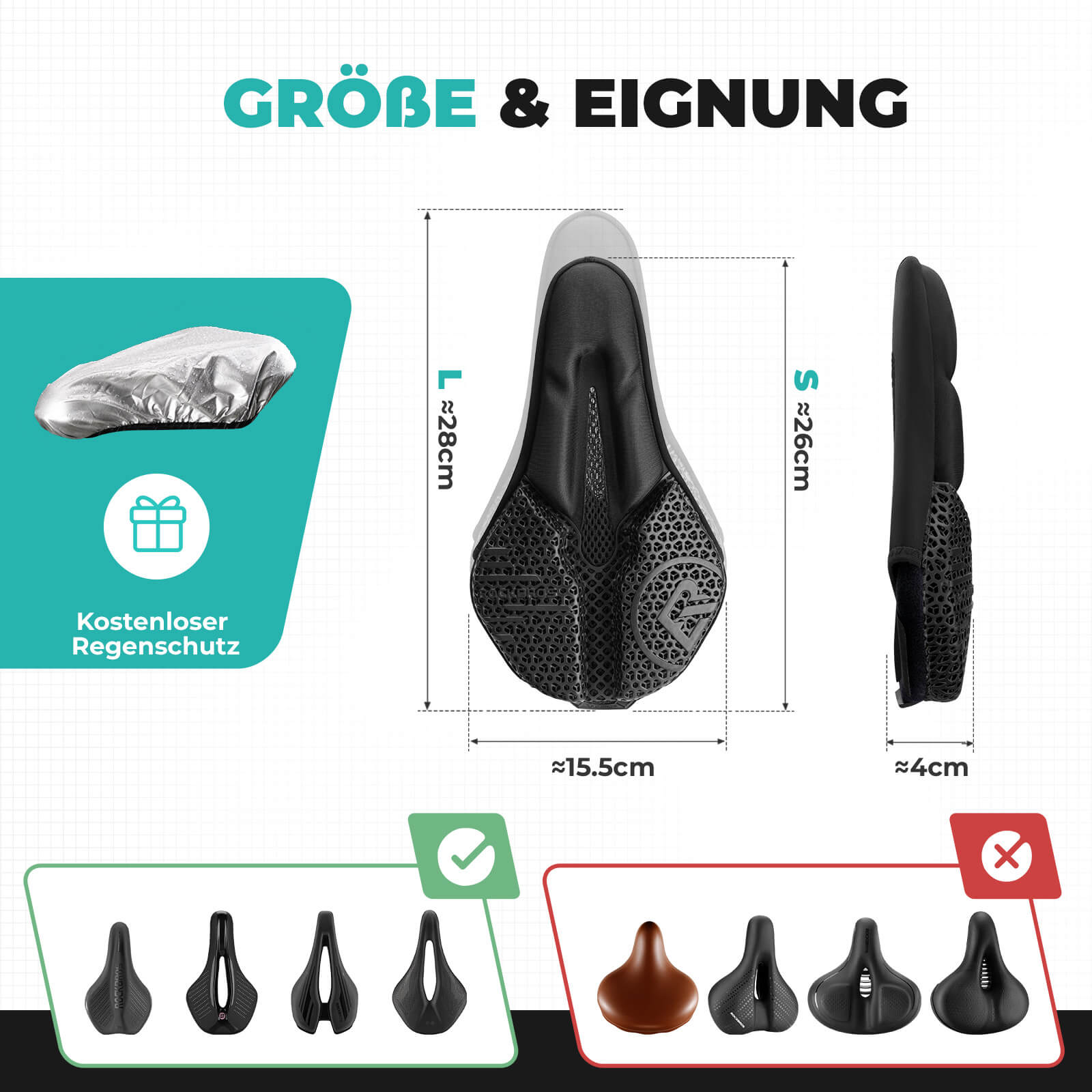 ROCKBROS Fahrradsitz Überzug Sattelbezug Polsterung 3D Stoßdämpfend - Fahrradsattel ROCKBROS - EU - NooMii
