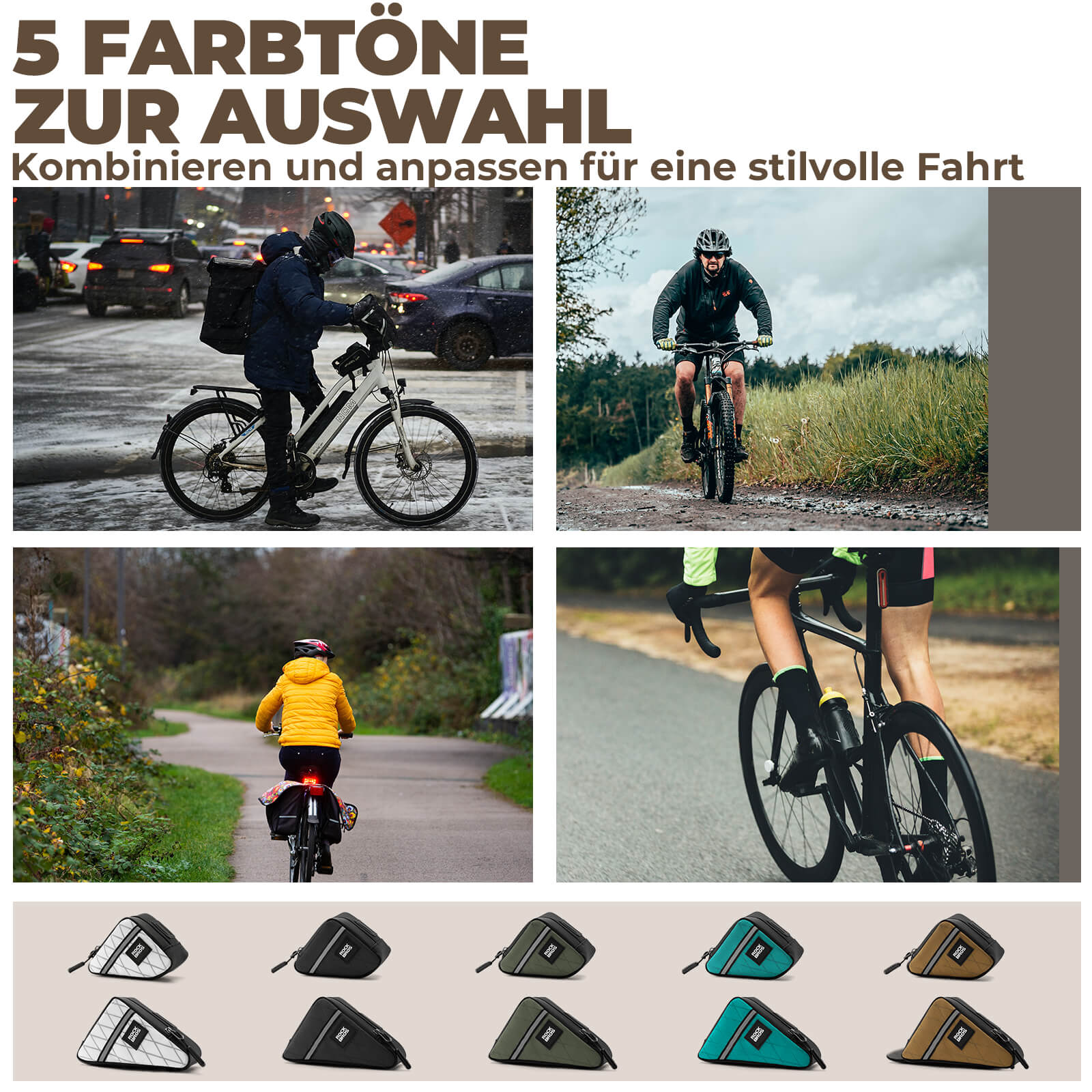 ROCKBROS Fahrradtasche Rahmentasche Dreiecktasche für Brompton 0,25/0,3L - Fahrradtaschen ROCKBROS - EU - NooMii