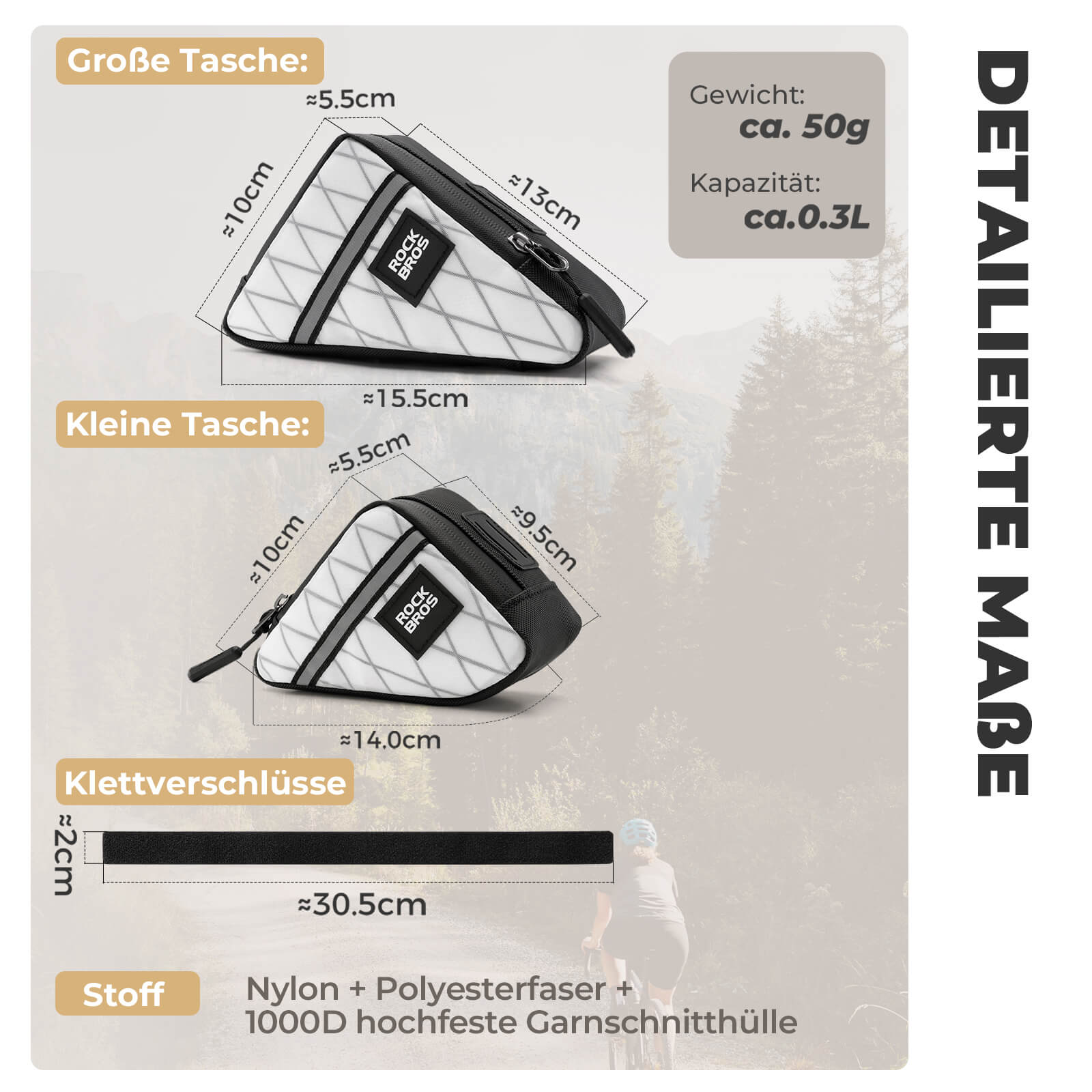 ROCKBROS Fahrradtasche Rahmentasche Dreiecktasche für Brompton 0,25/0,3L - Fahrradtaschen ROCKBROS - EU - NooMii