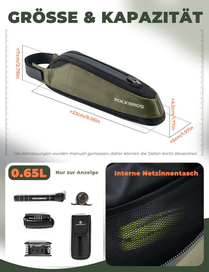 ROCKBROS Fahrradtasche Reflektierende Oberrohrtasche Dunkelgrün 0.65L - Fahrradtaschen ROCKBROS - EU - NooMii