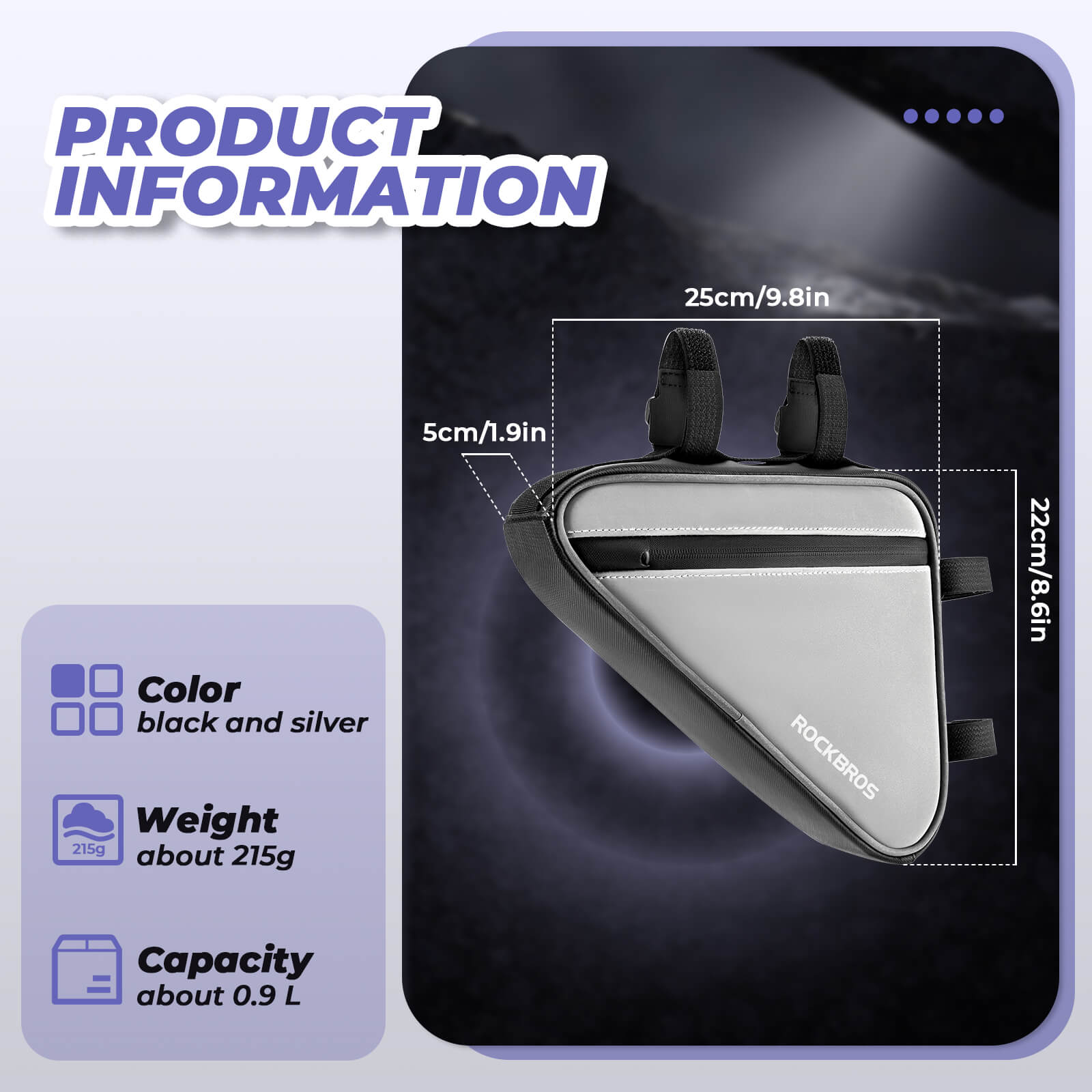 ROCKBROS Fahrradtasche Reflektierende Rahmentasche Dreiecktasche 0,9L - Fahrradtaschen ROCKBROS - EU - NooMii