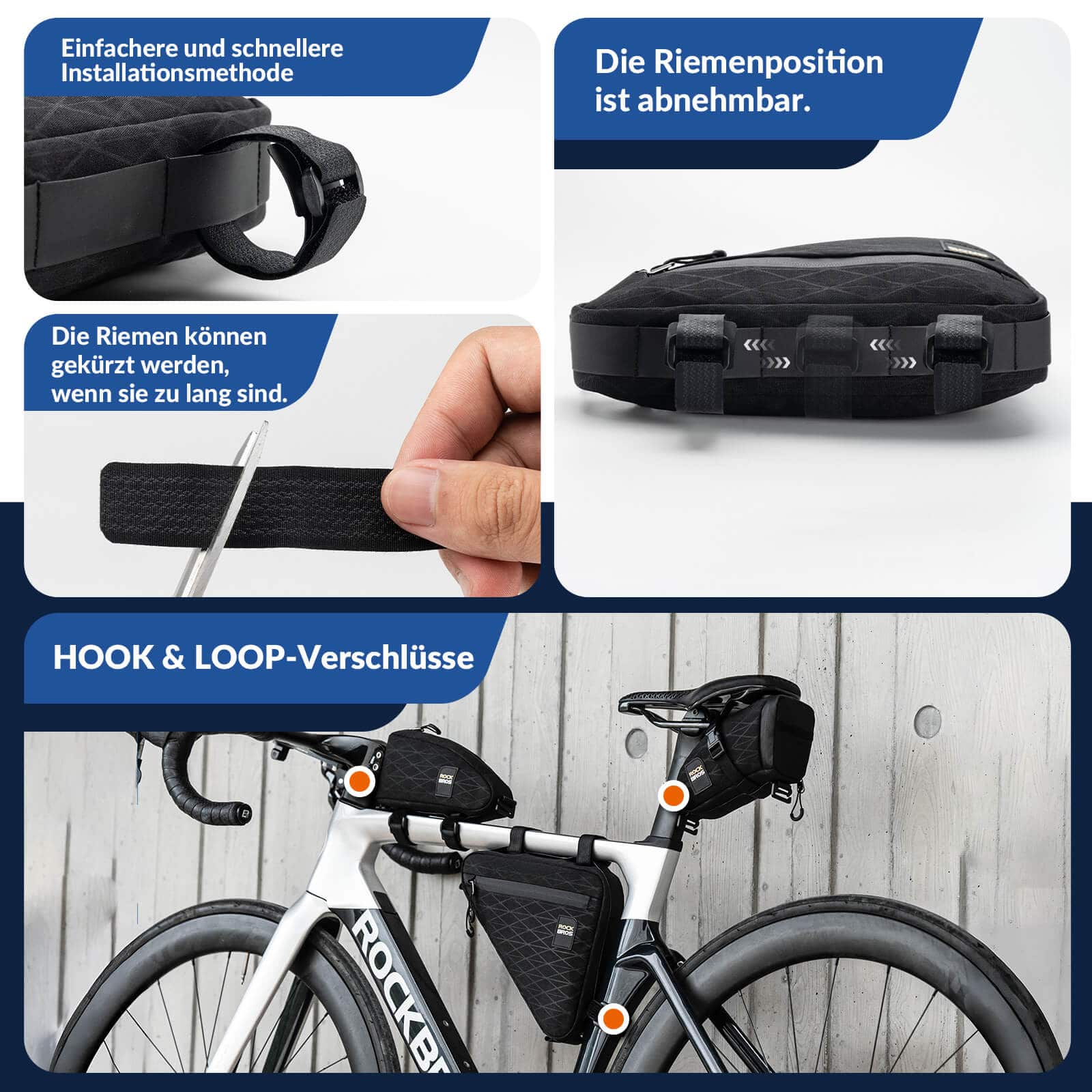 ROCKBROS Fahrradtasche Set Rahmentasche*2+Satteltasche*1 mit Verstellbarer Schultergurt 1,2L - Fahrradtaschen ROCKBROS - EU - NooMii