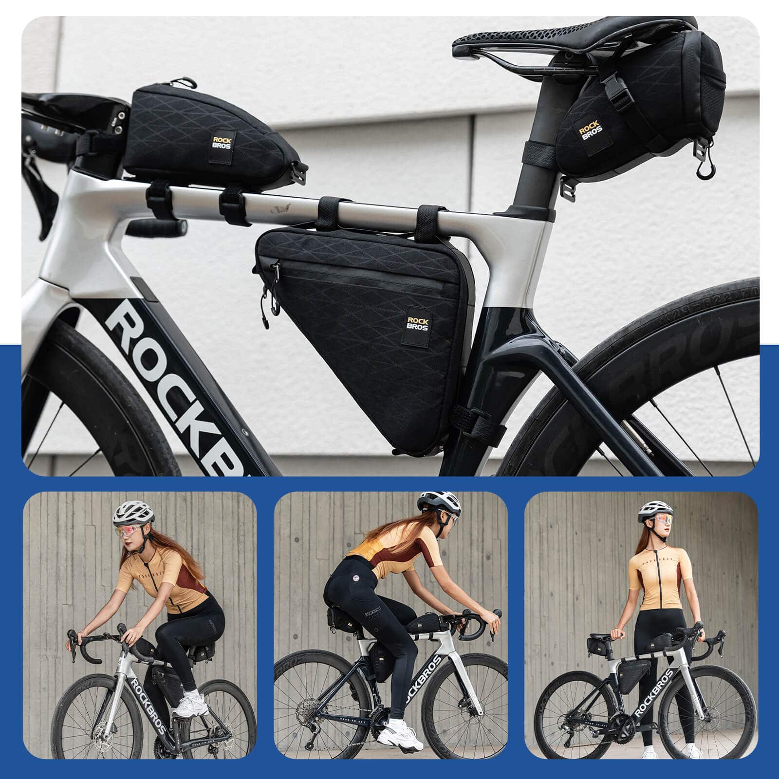 ROCKBROS Fahrradtasche Set Rahmentasche*2+Satteltasche*1 mit Verstellbarer Schultergurt 1,2L - Fahrradtaschen ROCKBROS - EU - NooMii
