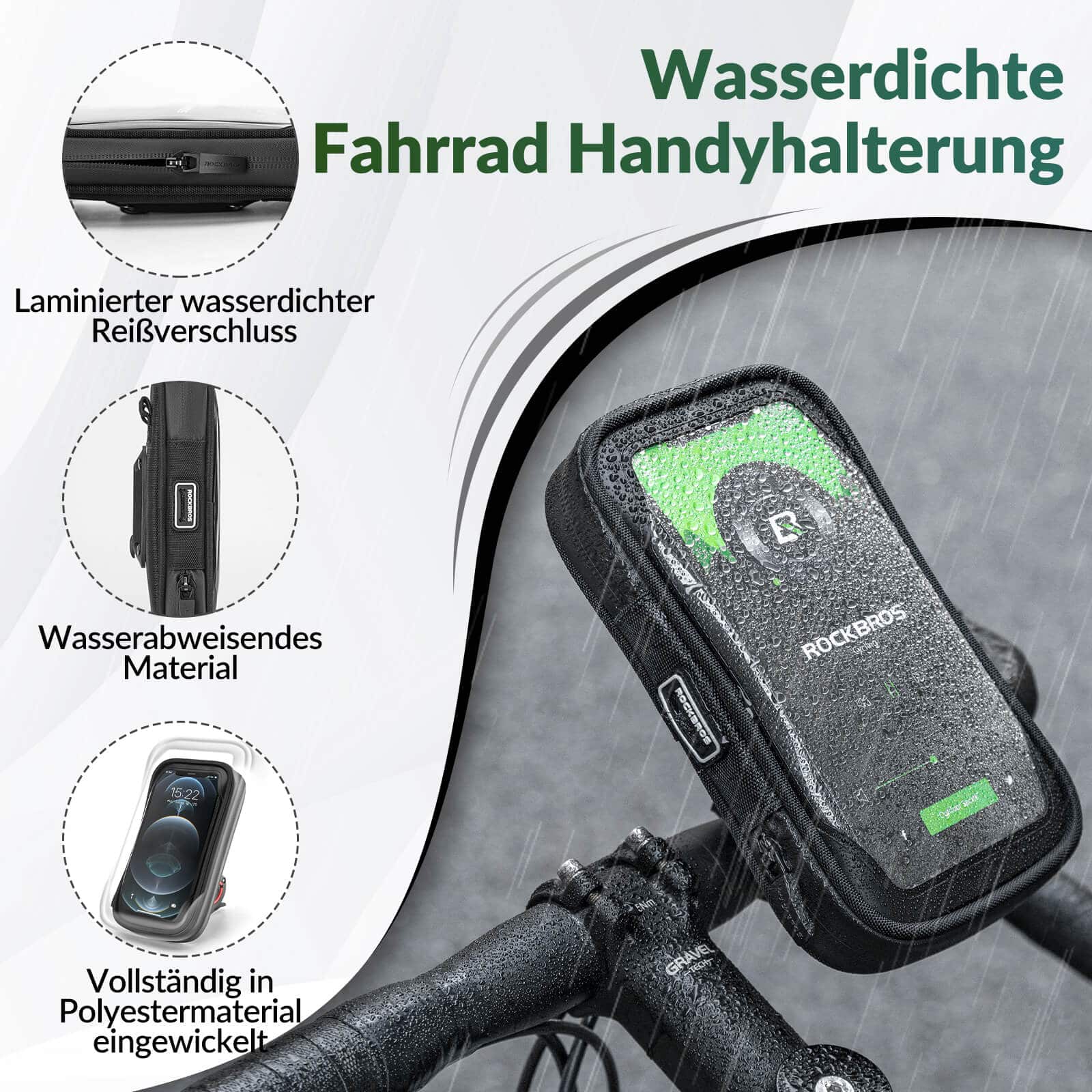 ROCKBROS Fahrradtasche Wasserdicht Handytasche Drehbar für Handy 4.7 - 6 Zoll - Fahrradtaschen ROCKBROS - EU - NooMii