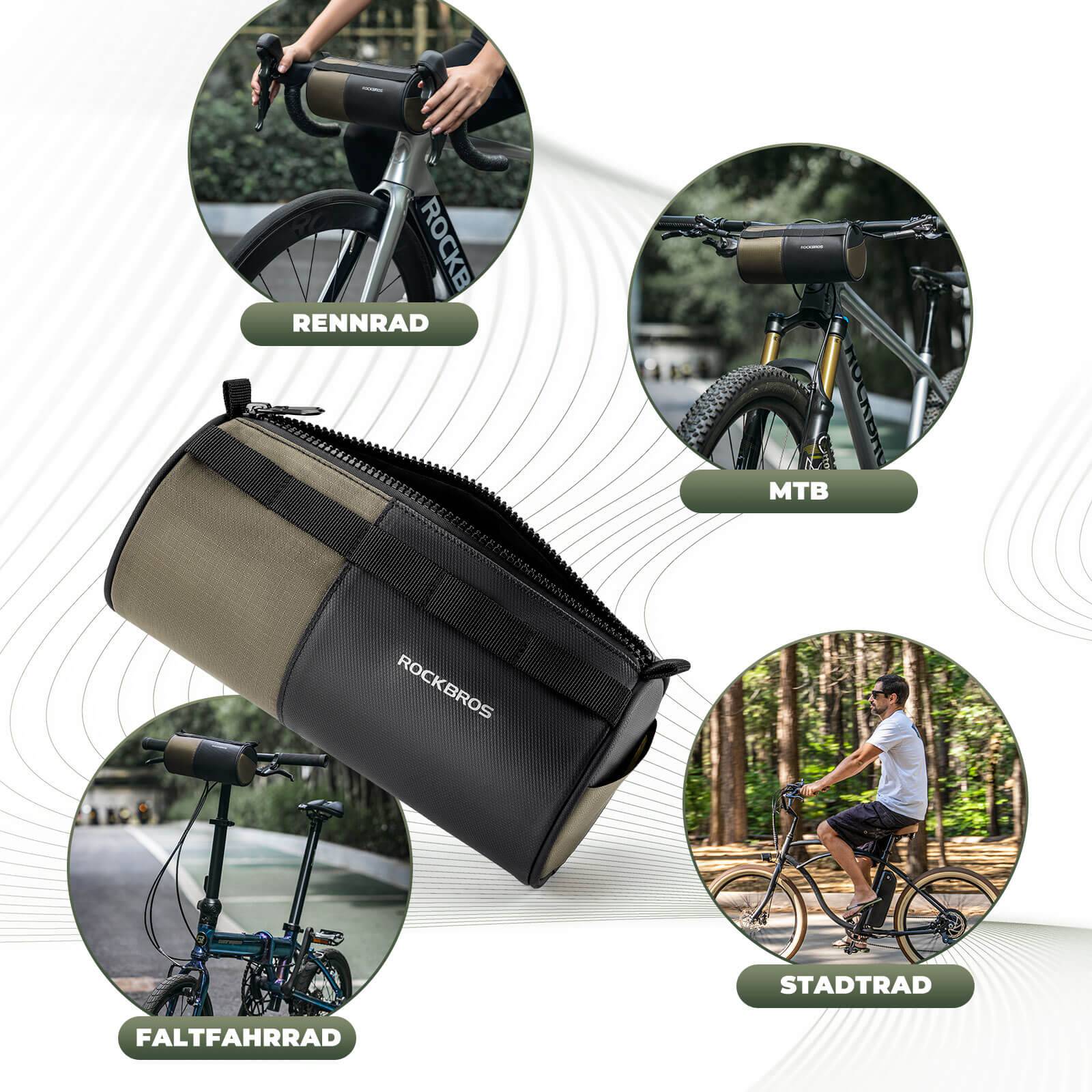ROCKBROS Fahrradtasche Zylindrische Lenkertasche 1,7L mit Schultergurt - Fahrradtaschen ROCKBROS - EU - NooMii