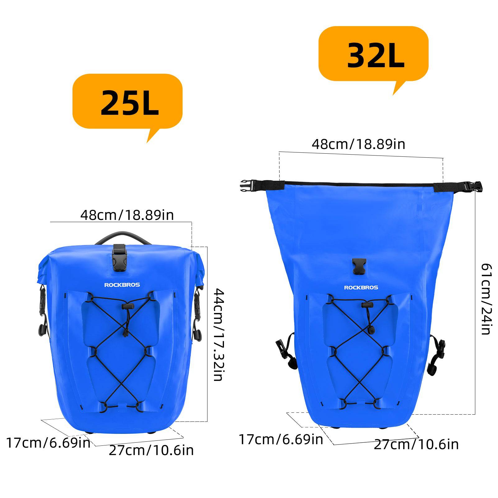 ROCKBROS Gepäckträgertasche 25L - 32L 100 % wasserdicht mit Tragegriff - Fahrradtaschen ROCKBROS - EU - NooMii